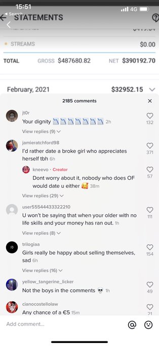 The difference in the comment sections between a male doing onlyfans and a female doing onlyfans.   Modern