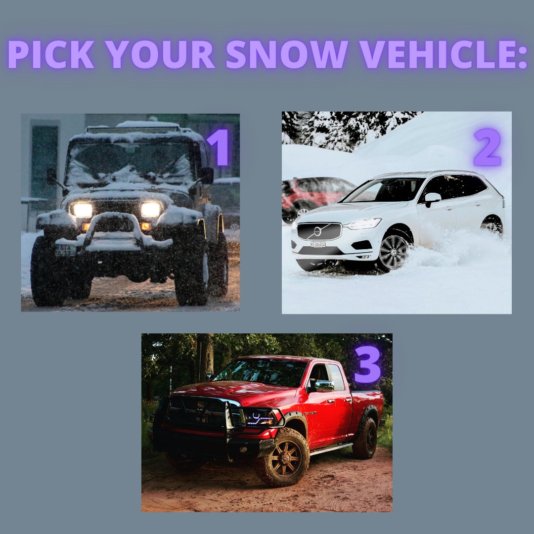 If you could only pick one to get you through the snowstorm, which vehicle would you choose?