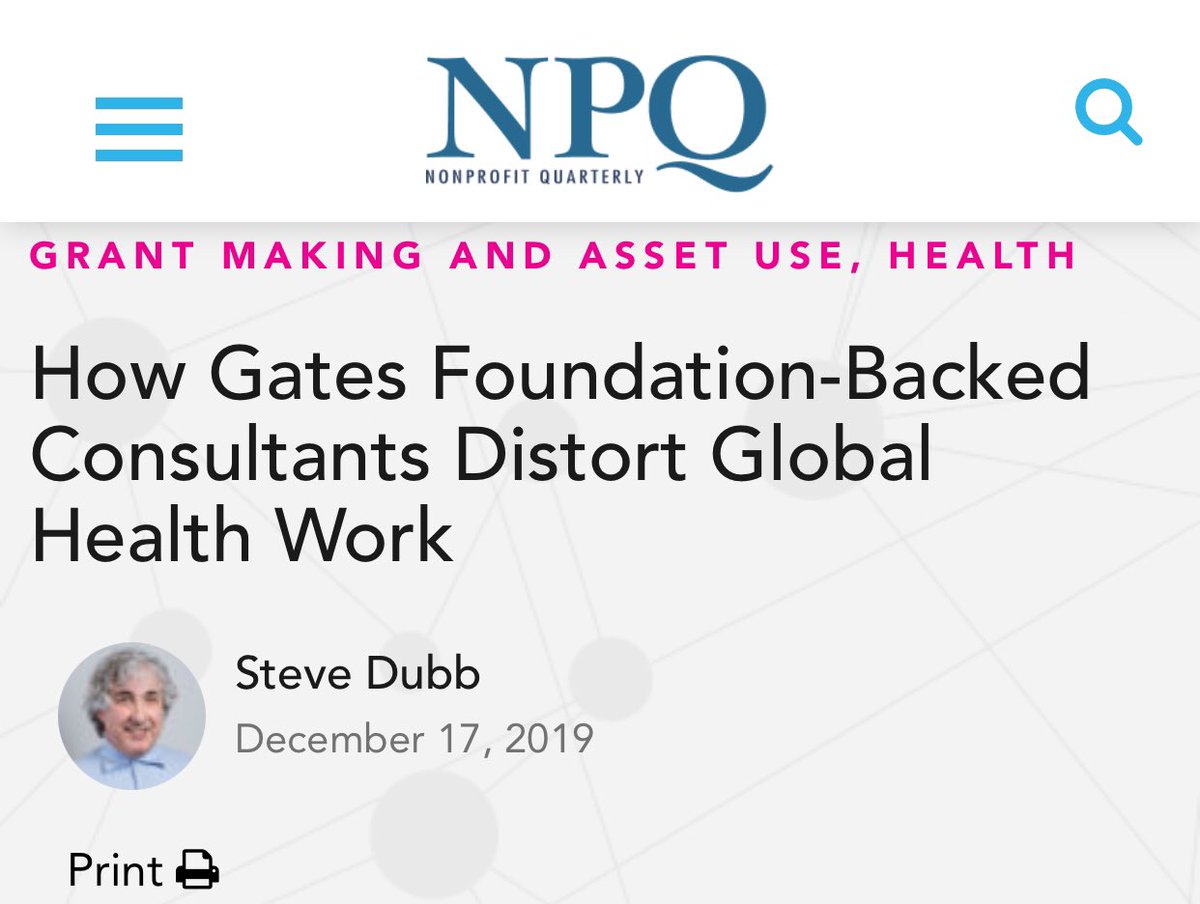 Global Health Policy has been expropriated by firms like McKinsey and Deloitte. Same who say “trust experts” ignore them in favor of management consultants- paid for by Gates, and use corporate strategy and profit aims to influence sovereign governments and organizations like WHO