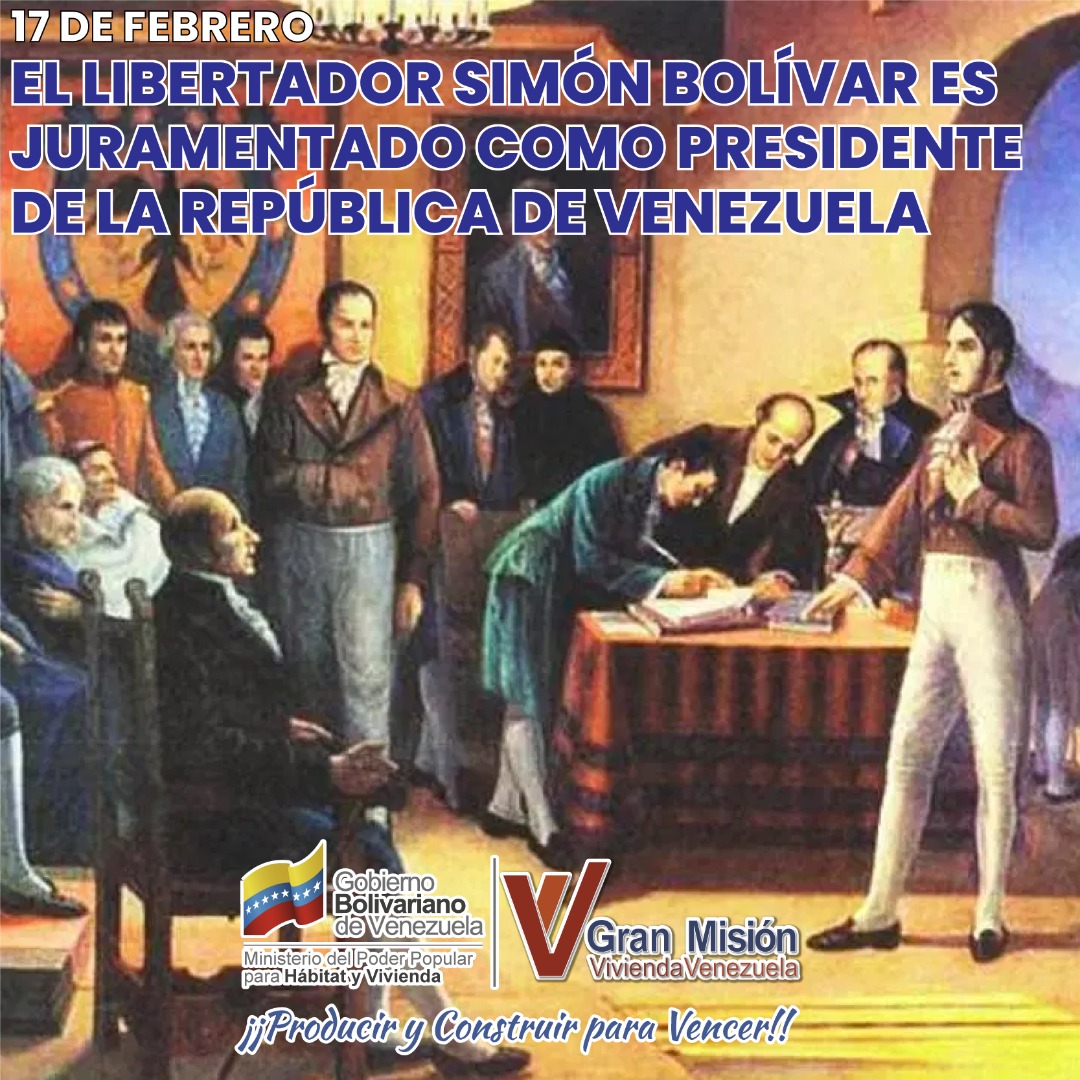 Hoy se cumplen 202 años de la juramentación del Libertador Simón Bolívar como presidente de la República de Venezuela, en un #17Feb de 1819 en un evento oficial, después de dos días de la creación del Congreso de Angostura.

#DispositivoCarnavalesBioseguros