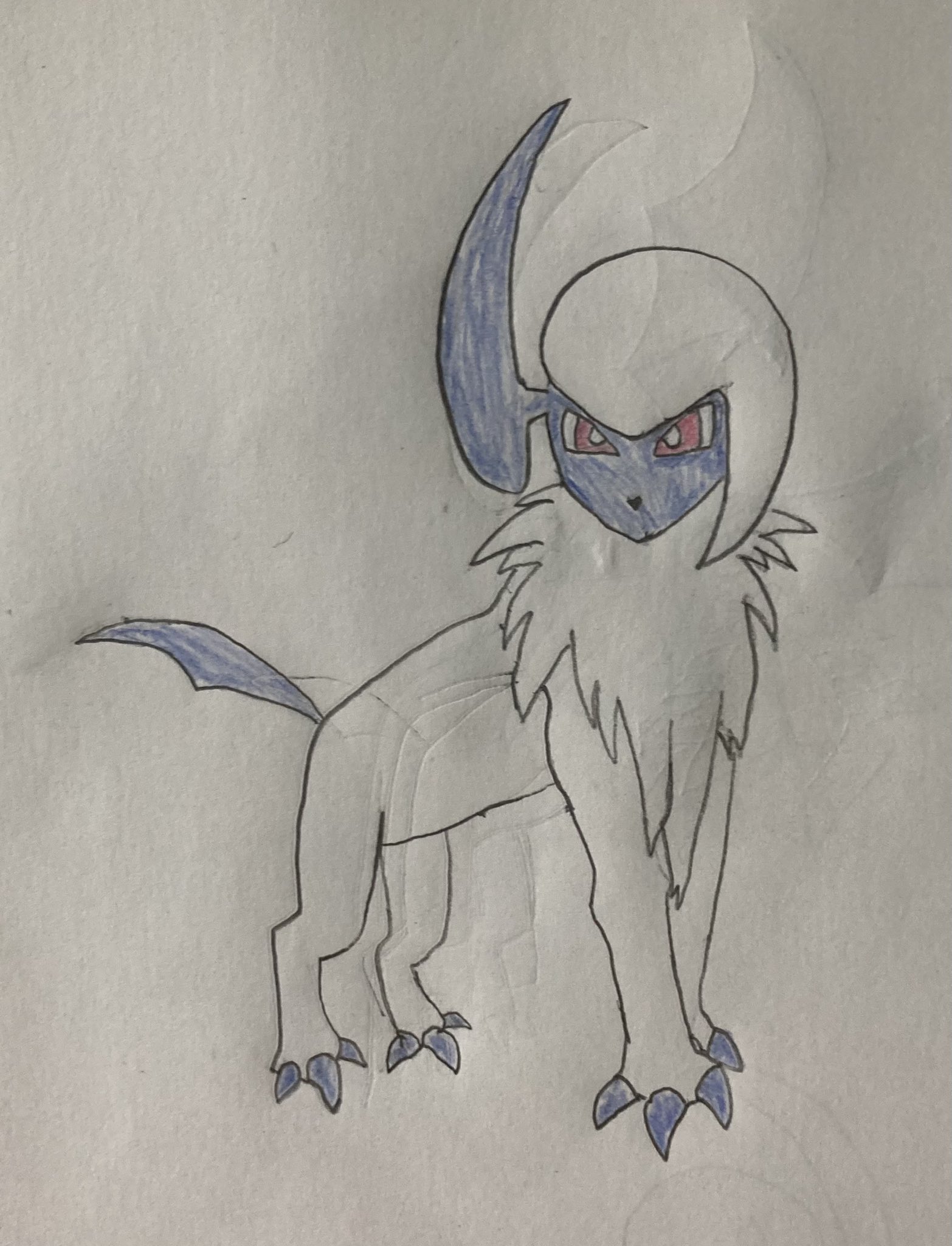 Midow みだう 毎日おえかき32日目 アブソル 四足歩行獣の身体がめっちゃ難しかったです かっこよく描きたくてポーズを取らせようと思ってもポーズの種類が二足歩行より圧倒的に少なく感じられました 四足歩行ポケモンは他にもいっぱいいるので慣れていけたら