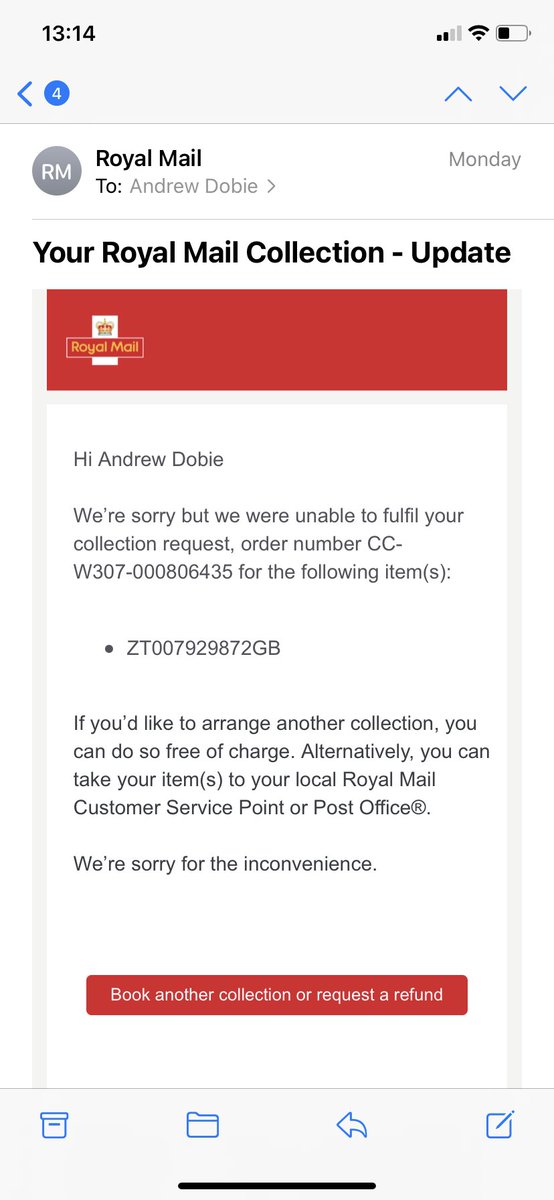 AndrewDobie's tweet photo. @RoyalMail - awful awful awful. I handed it to my postie MYSELF. Worth £400. And you’ve lost it. Worse, you didn’t even know you’d collected it. 🤦‍♀️ https://t.co/BplWPh7azL