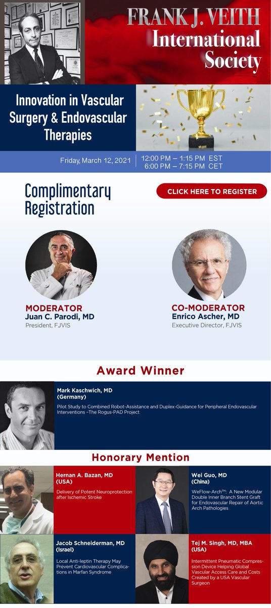 VasSurgNews's tweet photo. Register for the Frank J. Veith International Society webinar at https://t.co/1qaj3fGxSn https://t.co/sqmMSeMozl