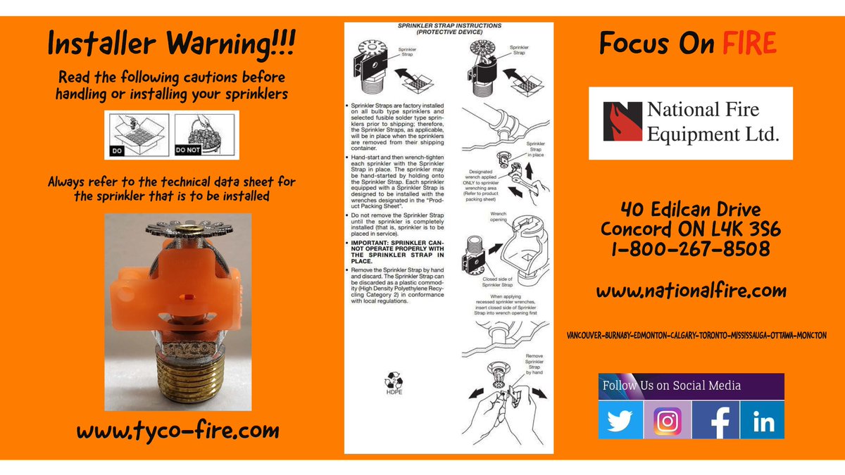 NationalFireCan's tweet image. Always refer to the technical data sheet for the sprinkler that is to be installed. tyco-fire.com/TD_TFP/TFP/TFP… #firesprinklers #sprinklerheads #ProperInstallation #focusonfire #nationalfire #tycofireproducts