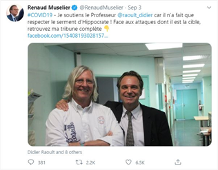 D’abord, qui d’autre pour prendre la direction de l’IHU-M décidé par Sarkozy que son ami Raoult avec qui il a usé ses fond de culottes à la faculté de médecine de Marseille ?(tandis que Muselier et ses collègues LR trustent le CA)Thread sur l’IHU-M https://twitter.com/OlivierByrne/status/1308689295528595459?s=20