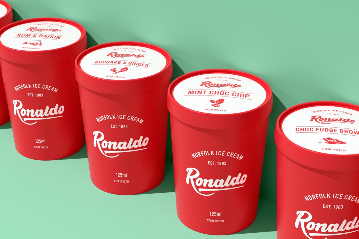 DesignByArk's tweet photo. Back in 2020, we worked with well-loved Norfolk ice cream makers Ronaldo Ices to refresh their #brand identity with a new #logo and #packaging which would drive their wholesale reach. 

See more on this project and other work at https://t.co/uKBjrBzFZq https://t.co/CPl27XJoI7