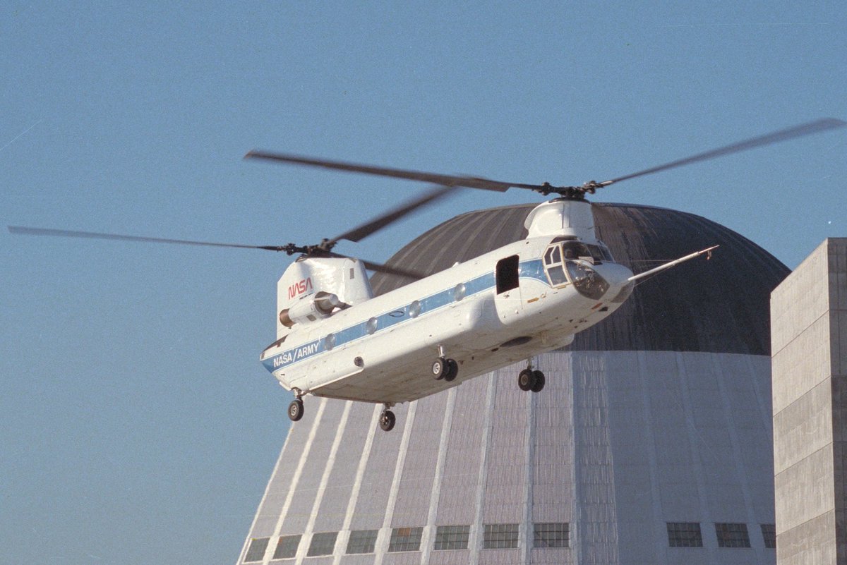 This CH-47B was part of NASA's Variable-Stability Research Rotor Craft project. It was equipped with a fly-by-wire control system in the right seat and three different flight computers.