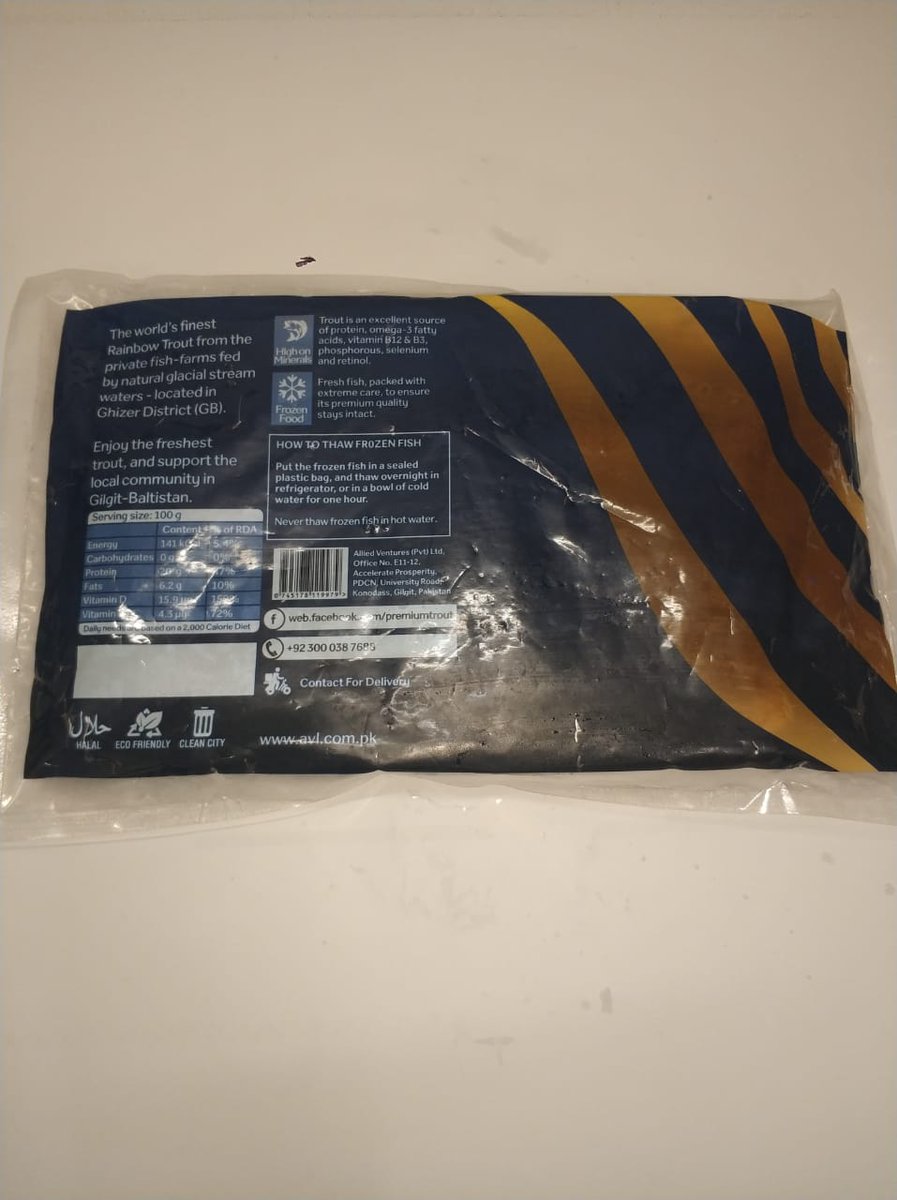 amberkhoja's tweet photo. Karachiites!
If you are a #Trout lover then this is a must try guys!“Premium Rainbow Trout” all the way from Gilgit Baltistan. U get 3 to 4 pieces in 1kg pack and it is simply delicious! Details of order and Delivery for #Karachi in the pic attached.
#Pakistan #gilgit_baltistan https://t.co/3rlq1RIYwU