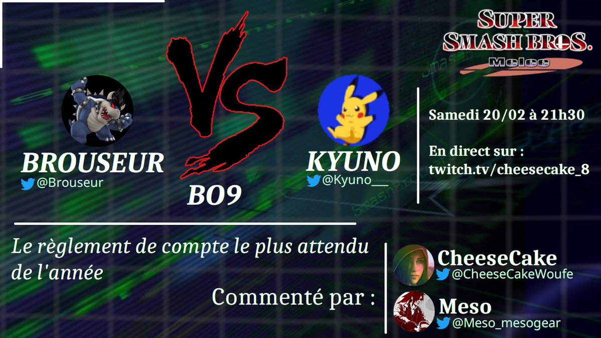 Un peu de contexte pour l'affrontement de l'année en 4 images

Le 20/02 à 21h30 sur twitch.tv/cheesecake_8

spammez les RTs si vous êtes chauds ! 🔥