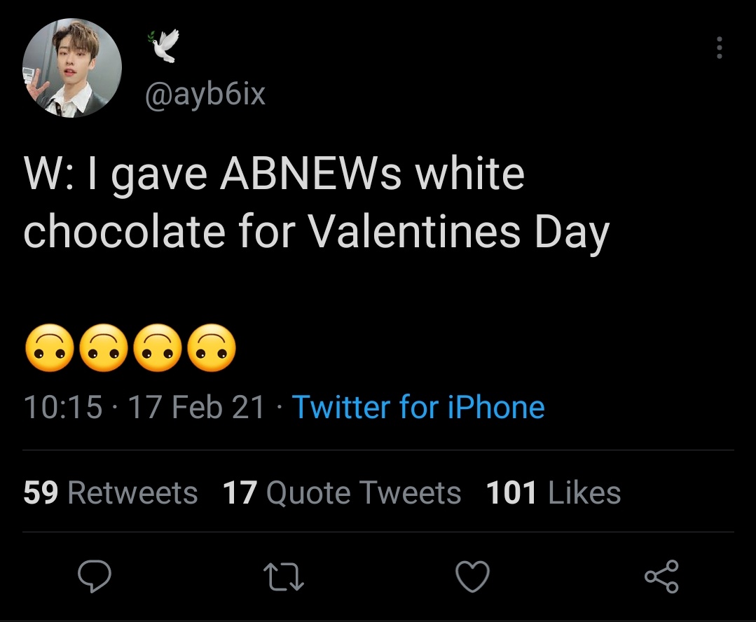 him saying he gave abnews white chocolate on valentines day referring to his abs during uni-kon... while he doesn't like white chocolate....