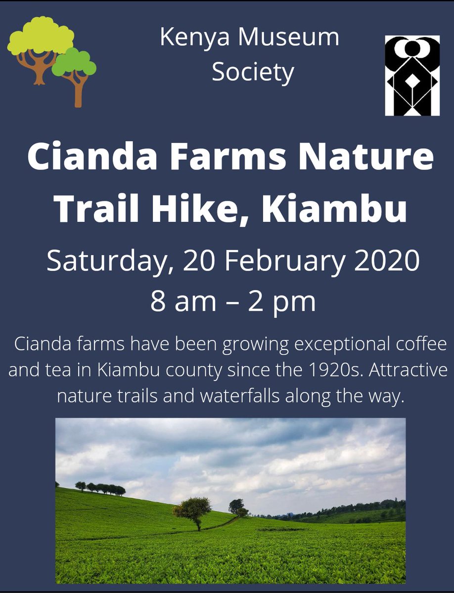 MuseumSociety's tweet photo. No plans this weekend?
KMS has a fantastic day outing/hike scheduled for this Sat, 20 Feb 2021, to the scenic Cianda farm, in Limuru area.
Book your places today - 0724 255 299 or info@kenyamuseumsociety.org
#knowkenya
#magicalkenya
#SupportMuseums
#tourism
#fitness
#farmlove https://t.co/vzj8gXbpyP