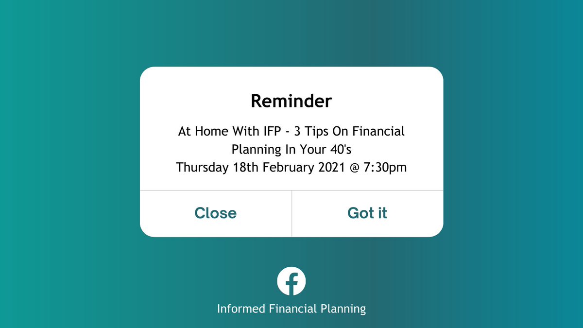 informedFP's tweet photo. Tune in with us tomorrow for episode 3 of At Home With IFP! This week one of our advisers, @GreggcIFP, will be here to tell us his 'Top 3 Tips On Financial Planning In Your 40’s'! You can catch Gregg on our Facebook page at 7:30pm tomorrow! 

#FinancialPlanning #AtHomeWithIFP https://t.co/3fJ8J9Vmn8