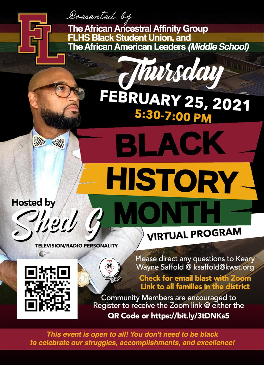 ForestLakeMS's tweet photo. Join @ForestLakeMS and @FLASchools831 in celebrating Black History Month next Thursday the 25th hosted by our middle and high school affinity and leadership groups! https://t.co/tigmBQ3NOV