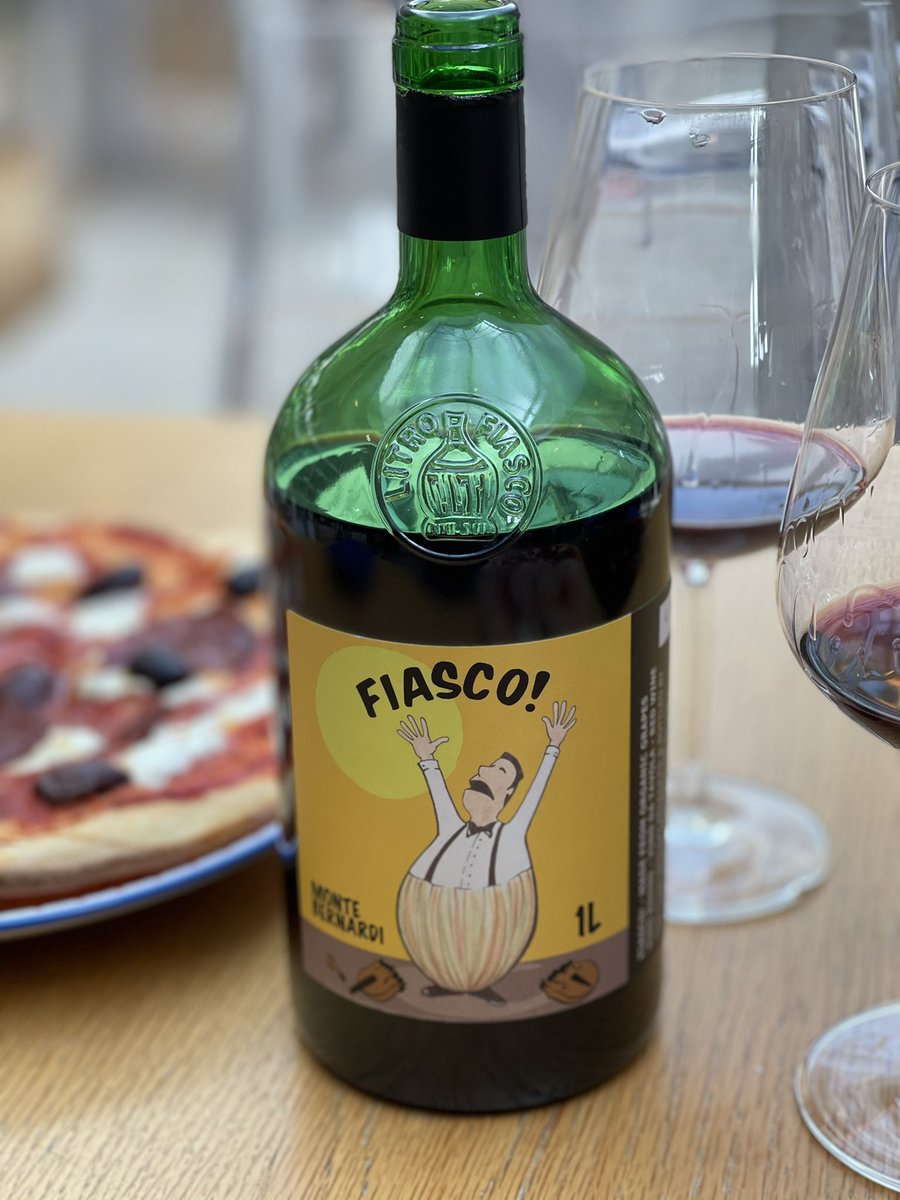 Just sampled a cracking new release from <a href="/montebernardi/">Montebernardi Wines</a> - a modern take on the old 1lt flask (fiasco). Fresh, delicious, dangerously drinkable. So good I had to knock up a quick pizza! Now back to work. 😬