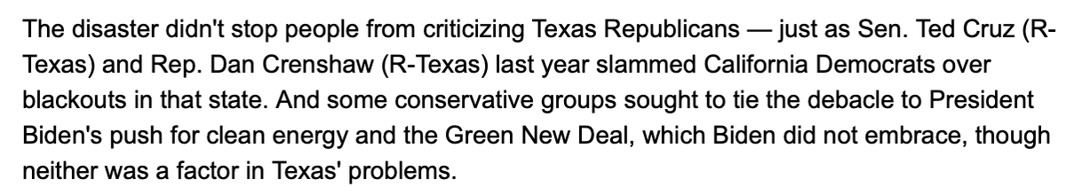 And, finally, it wasn't "some" conservative groups who attempted to use the grid failure to scare people away from climate action. It was the *entire* right-wing spin machine, from the Texas Public Policy Foundation to Fox News, who LIED about the blackouts to en masse.