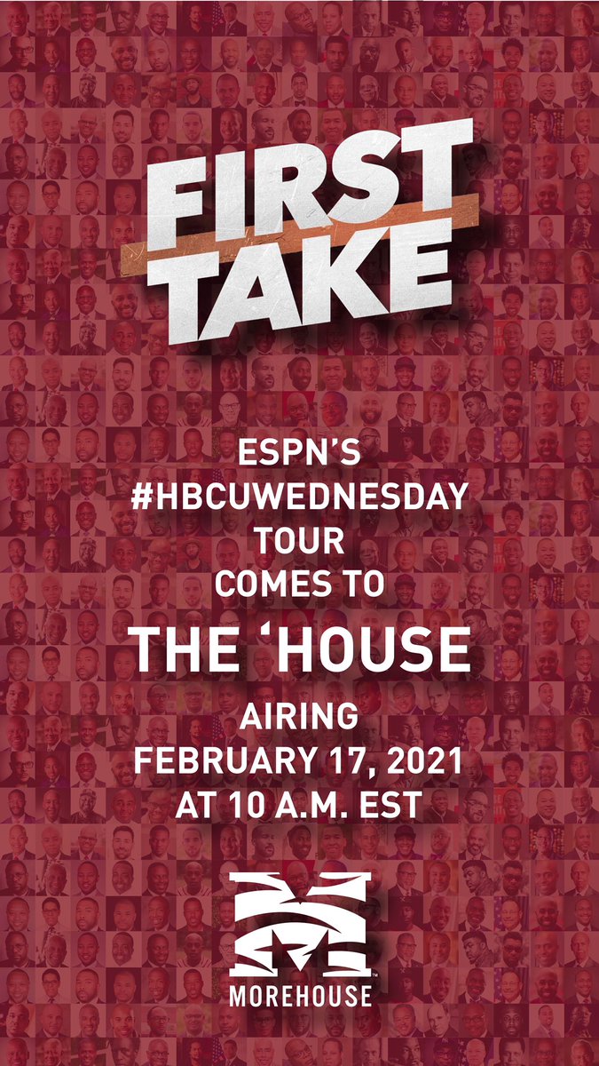 Morehouse Maroon Tigers (@maroontigers) on Twitter photo This morning at 10 a.m. EST <a href="/FirstTake/">First Take</a> and <a href="/MaroonTigers/">Morehouse Maroon Tigers</a> meet up on the latest stop on their #HBCUWednesdayTour! Tune in to <a href="/espn/">ESPN</a> to watch our students and <a href="/ProfThomas/">David Thomas</a> interact with <a href="/stephenasmith/">Stephen A Smith</a> and <a href="/maxkellerman/">Max Kellerman</a>. Nothing but love for <a href="/MollyQerim/">Molly Qerim</a>! This morning at 10 a.m. EST <a href="/FirstTake/">First Take</a> and <a href="/MaroonTigers/">Morehouse Maroon Tigers</a> meet up on the latest stop on their #HBCUWednesdayTour! Tune in to <a href="/espn/">ESPN</a> to watch our students and <a href="/ProfThomas/">David Thomas</a> interact with <a href="/stephenasmith/">Stephen A Smith</a> and <a href="/maxkellerman/">Max Kellerman</a>. Nothing but love for <a href="/MollyQerim/">Molly Qerim</a>!