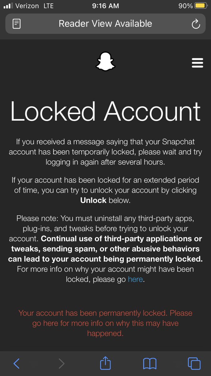 Snapchat Support On Twitter Hey There Are A Few Reasons Your Account Could Be Locked Learn More Here Https T Co 8x0lxhoagw Team Snapchat Is Unable To Unlock Your Account During This Time If You Re