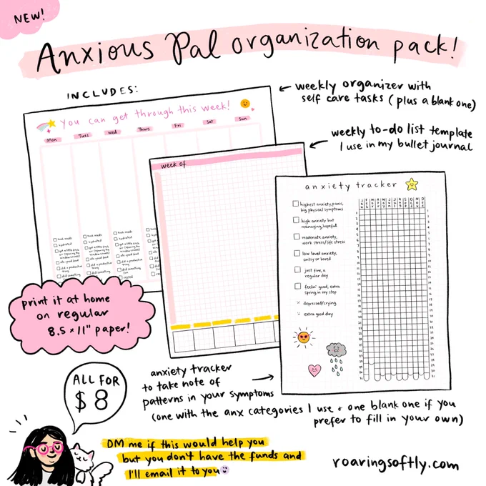 New Anxious Pal Organization Pack!! $8 for a bunch of printables to help u manage your anxiety like little old me ? https://t.co/pcZ9Tcssdy

(If these would help you but you don't have the funds, DM me your email on insta (@tylerfeder) and I'll email them to u ?) 