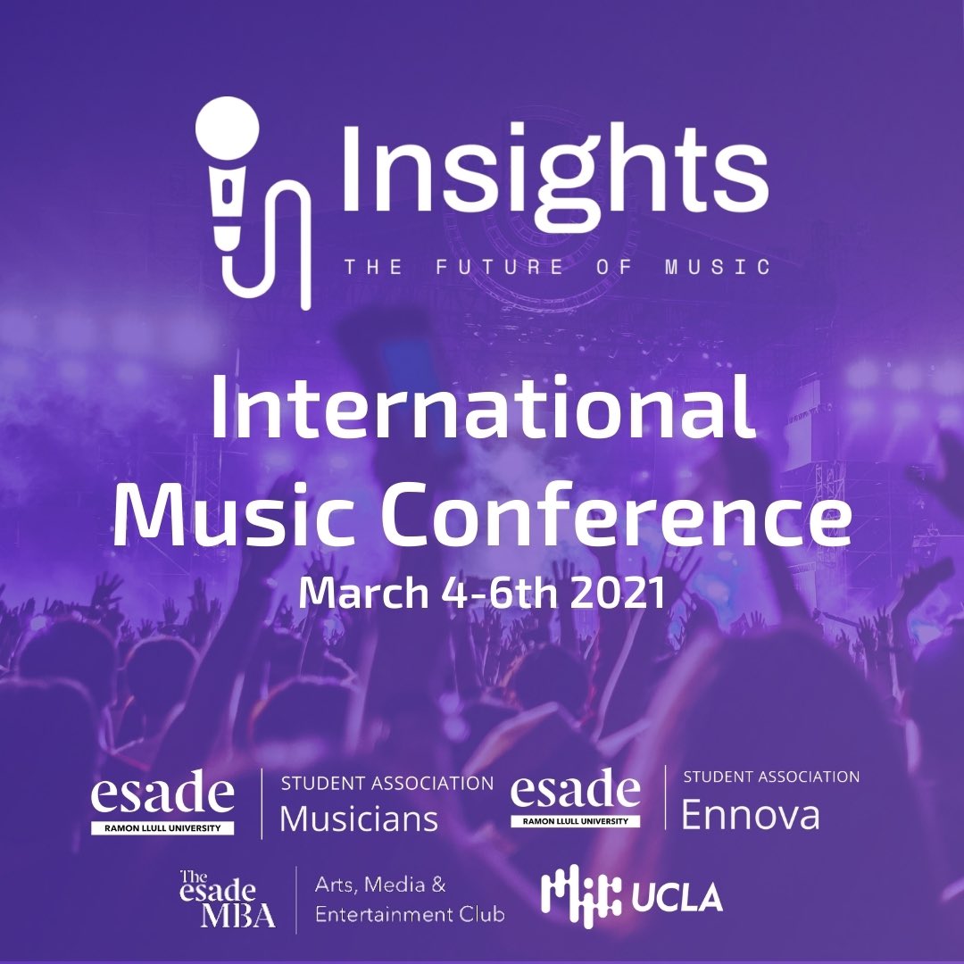 uclamic_'s tweet image. We are SO hyped to announce that we will be partnering with @ESADE on Insights - The Future of Music, a 3-day virtual conference highlighting speakers from Spotify, YouTube, BMG, Billboard, and MORE! You aren’t gonna wanna miss this amazing opportunity ‼️🗣
