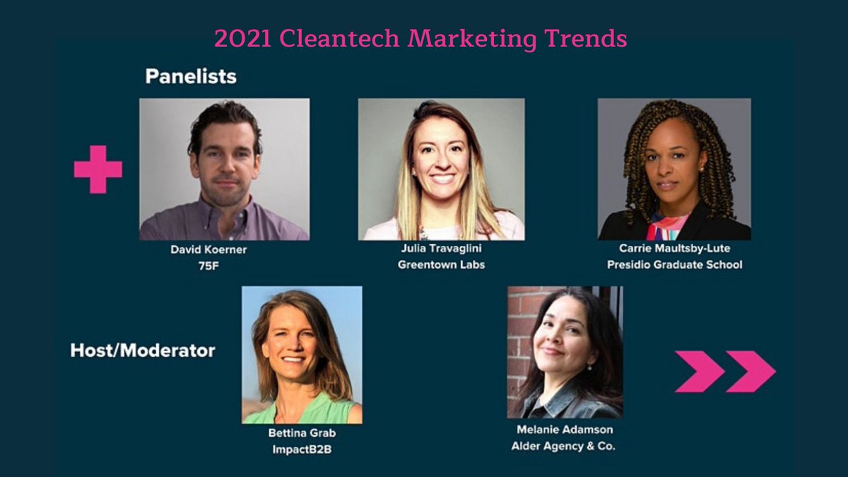 Join host @bluegreenblog and moderator @MelAdamson as they speak with cleantech marketing superstars 🤩 about how they are preparing for what's next in cleantech ➡️

@75f_io @GreentownLabs @PresidioGrad 

ow.ly/9g9z50DBI4V

#marketingwebinar #cleantechmarketing