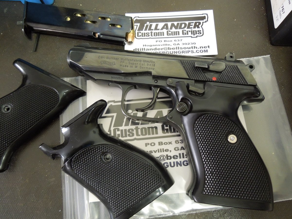 LevarShelborne's tweet photo. @GunVideoVault Tillander Grips on my Walther PP Super in 9 Ultra and Bernardelli Model 80 in .22 LR. https://t.co/Vdlmun0Ota