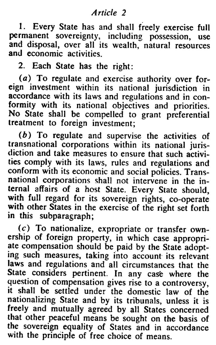 The story proceeded in pretty standard terms from there: the ITO, FCNs, the Germany-Pakistan BIT, the NIEO, and the 1974 Charter on Economic Rights and Duties of States. 6/