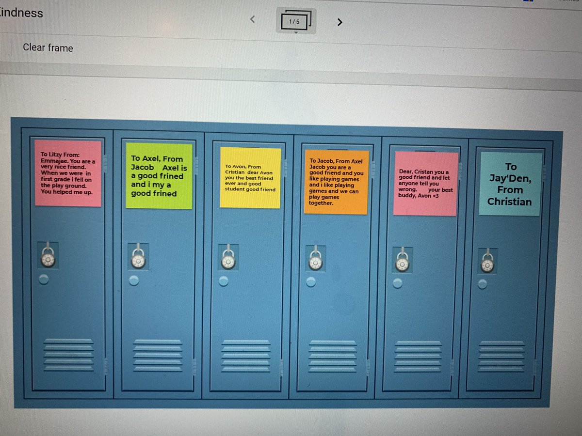 MsTrattler's tweet photo. We sprinkled random acts of kindness in our classroom, on our “virtual lockers.” A small post-it of positivity goes a long way! 😄📝☮️ @Oates_PAE @PAEeagles #RandomActsofKindnessDay #RandomActsOfKindness https://t.co/PlgEWRHU3k