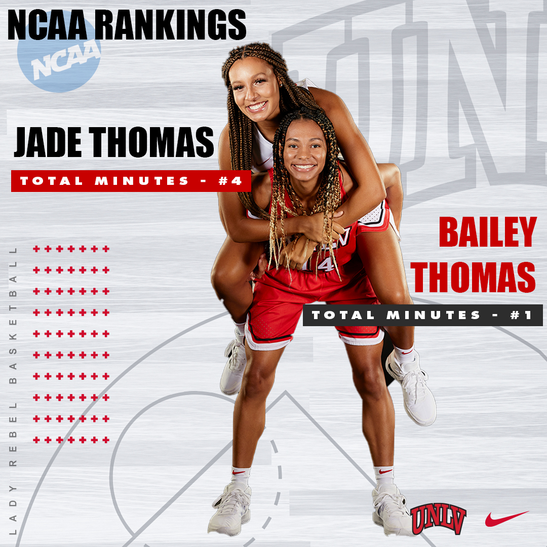 You won't outwork the Thomas sisters on the court 💪💪 Bailey and Jade Thomas currently rank #1 (754) and #4 (740) in the nation in total minutes played
#IronWarriors
#unlvwbb #BEaREBEL