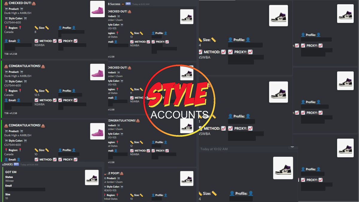 StyleAccounts's tweet image. There weren't many checkouts for the Ambush Fuchsia however, we were responsible for 30% of the logged checkouts on TSB 😉

@StyleAccounts + @The_Shit_Bot = Cheat code

Want the cheat code? Follow us and Retweet this tweet and we'll give a random follower 30 free Style Accounts!