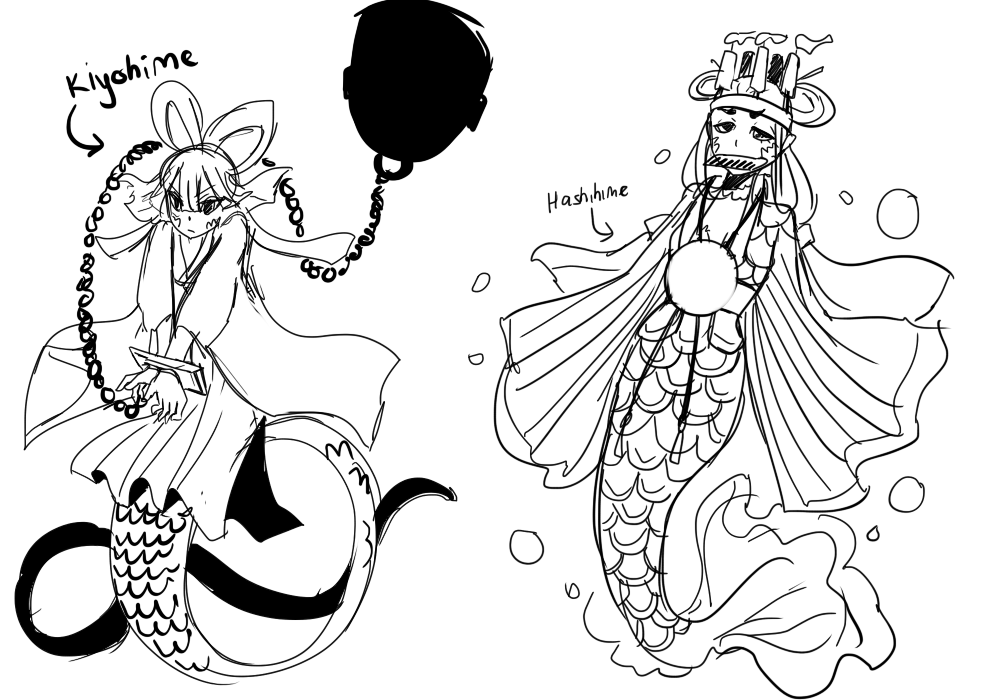 seeing the sketches for my project's youkai designs is always lol moment 