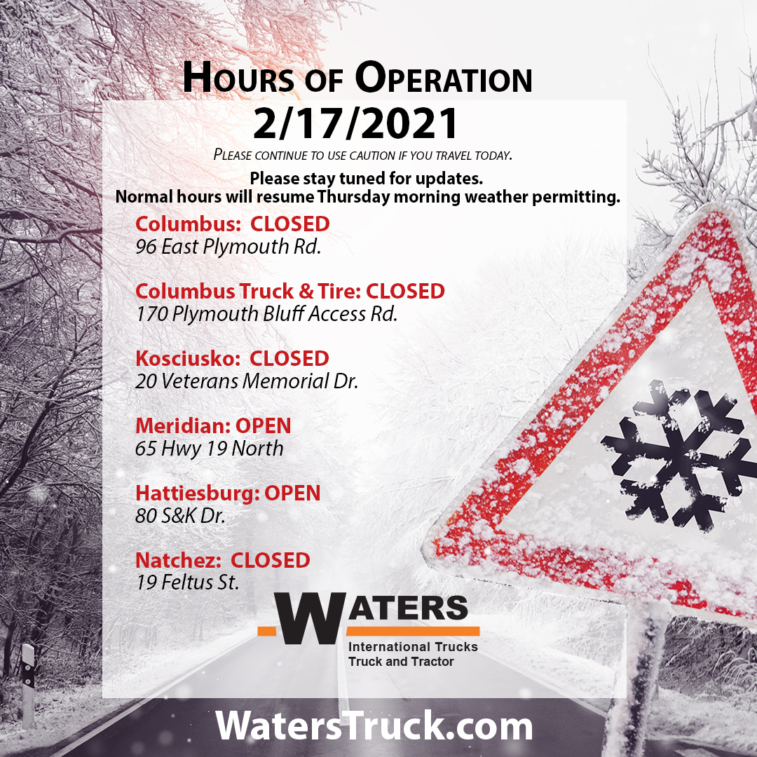 waterstrucks's tweet image. Updates to hours of operation Wednesday 2/17.