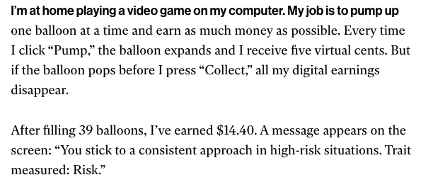 Here's an example of the gameplay in one of the games being used to determine if you should be hired for a job. This is being used *right now*.