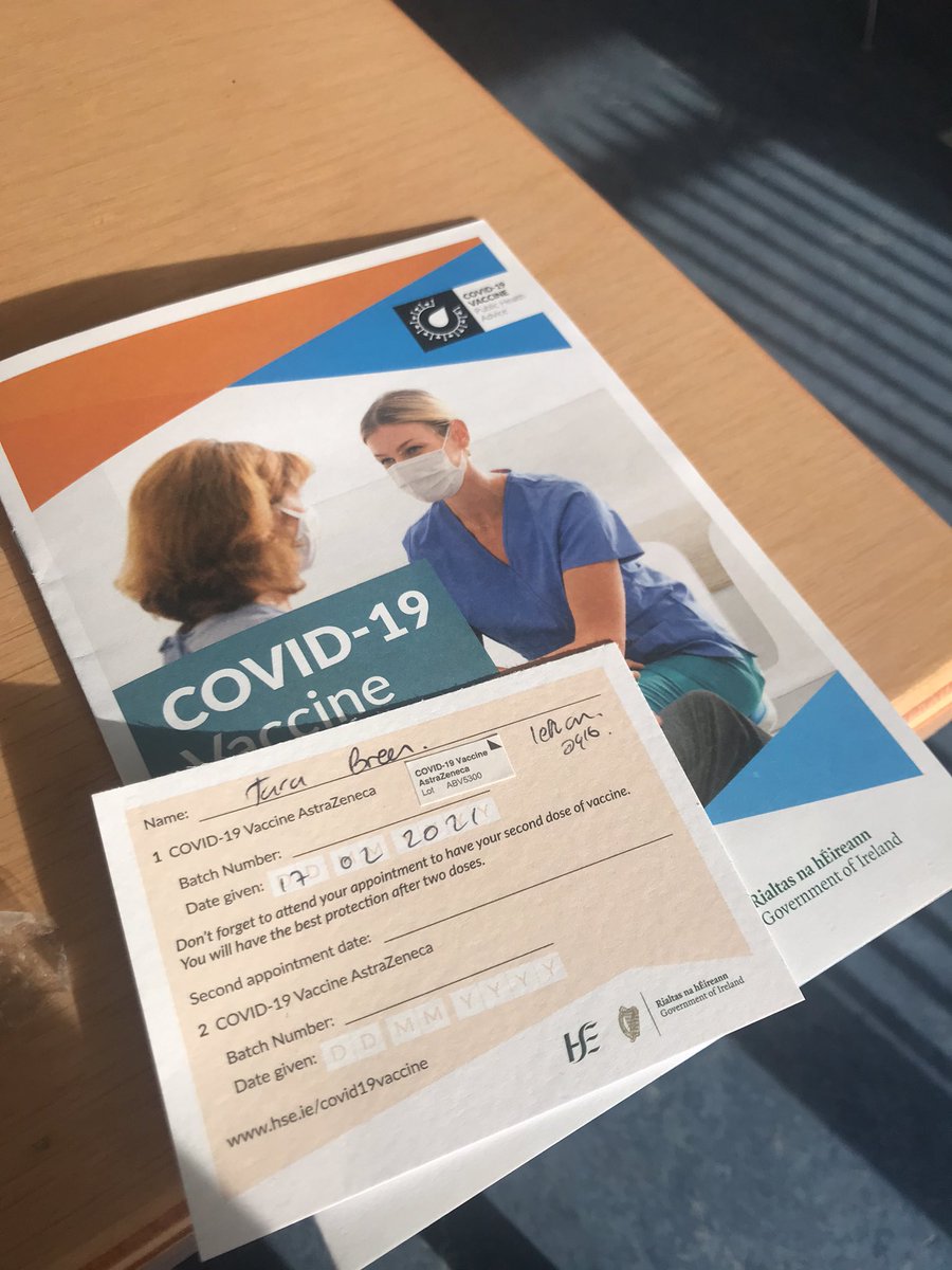 Nice way to start a Wednesday morning! Feeling very privileged to be getting the first dose of the covid 19 vaccine today. Massive thank you to all the wonderful staff and vaccinators <a href="/wearetuhf/">Tallaght University Hospital Foundation</a> 

It certainly feels like there are brighter days ahead☀️
<a href="/izzyslater11/">izzyslater</a> <a href="/BLoliveir/">Lara Oliveira</a>