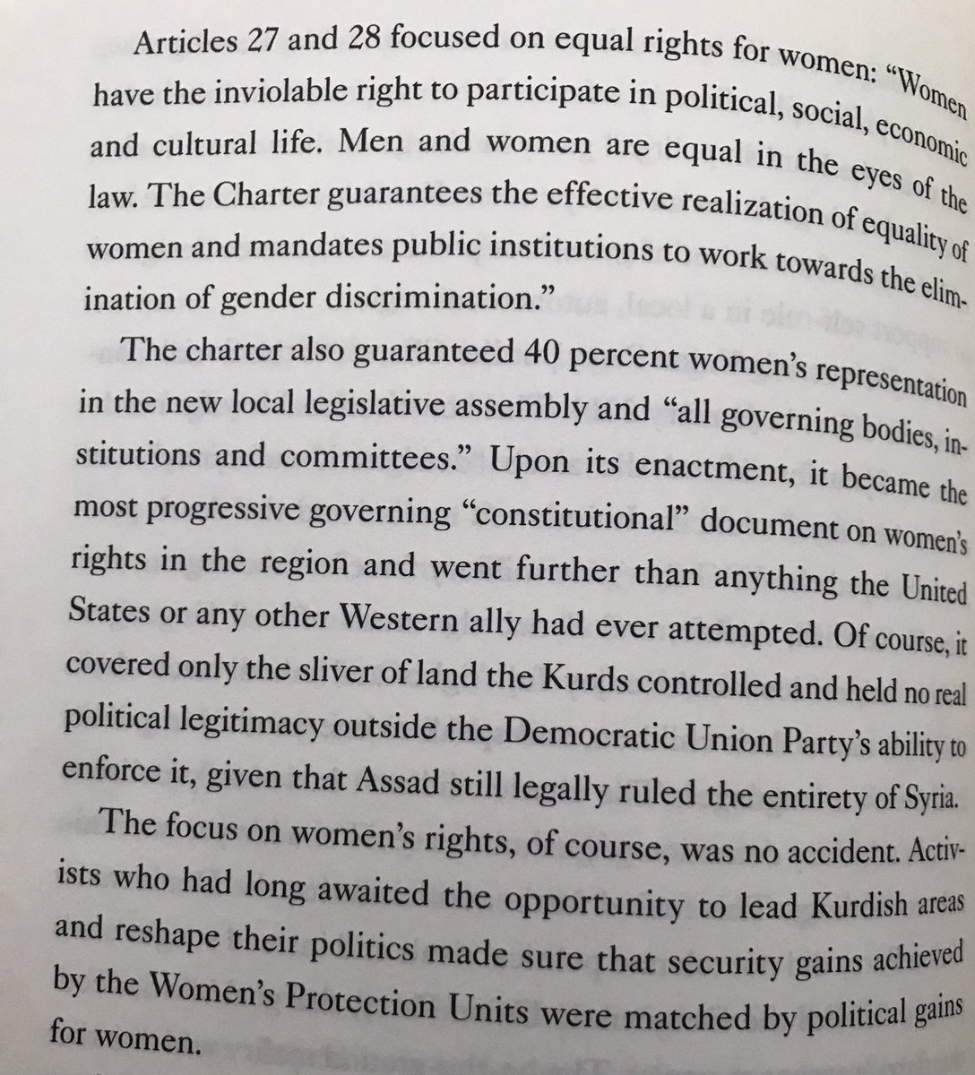 Making this point—that these laws and institutions aren’t just more progressive than the rest of the region is on women’s rights, but more progressive than virtually all of the world is—is important. Especially for a Western audience.