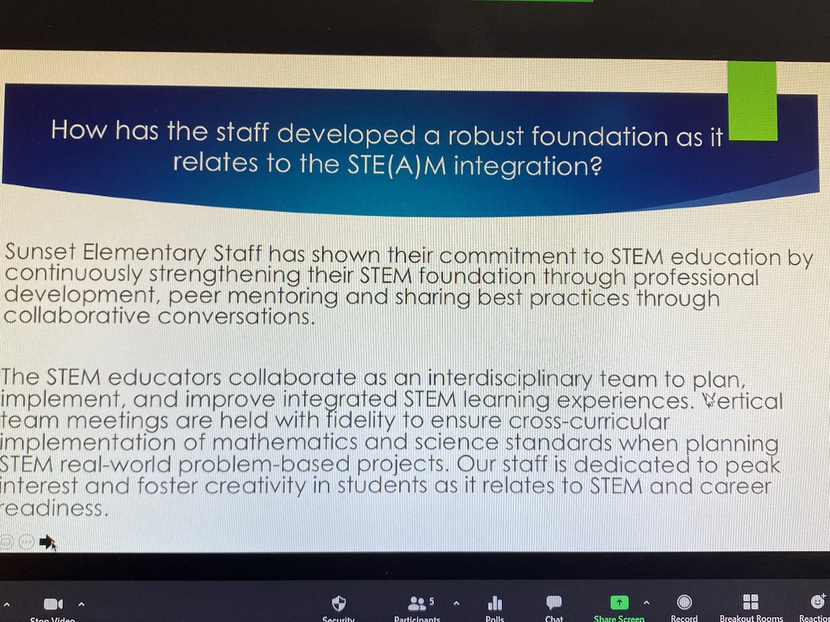 STEAMDesignated's tweet photo. What a wonderful virtual visit @Sunset_Elem, the five-time Gold (Platinum) STEM School; thank you Dr. Leyte-Vidal, Principal and Mrs. Sandoval, Liaison for opening up your doors to our Team to celebrate with you!  #GoingForGOLD https://t.co/xpe9lQuEs4