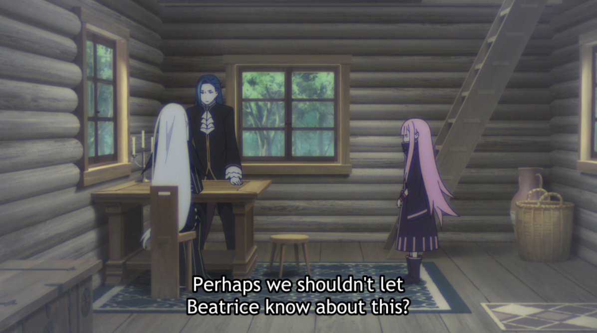 Every interaction between the Sanctuary group is natural, except when it comes to those with Echidna. Her face is always hidden, and she has no qualms doing things behind Beatrice's back. She doesn't mind pulling all of her allies' strings, sacrificing Ryuzu & Roswaal.