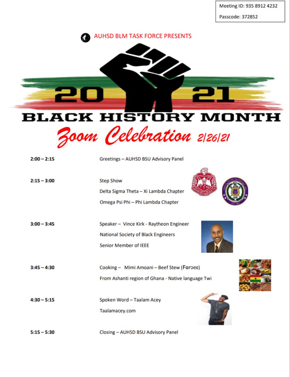 Save the date for AUHSD's Black History Zoom Celebration!