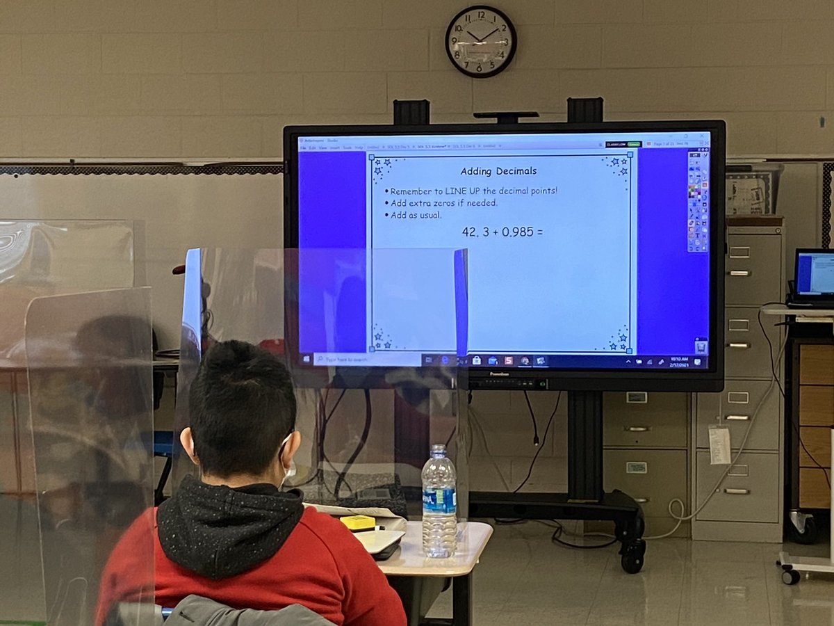 LJSprowls's tweet photo. Students in @becky_bellino class are working hard on adding decimals. Students are able to articulate their strategy and think critically about their math problems @GuilfordEle #DifferencemakersRISE https://t.co/6wAte62Hht