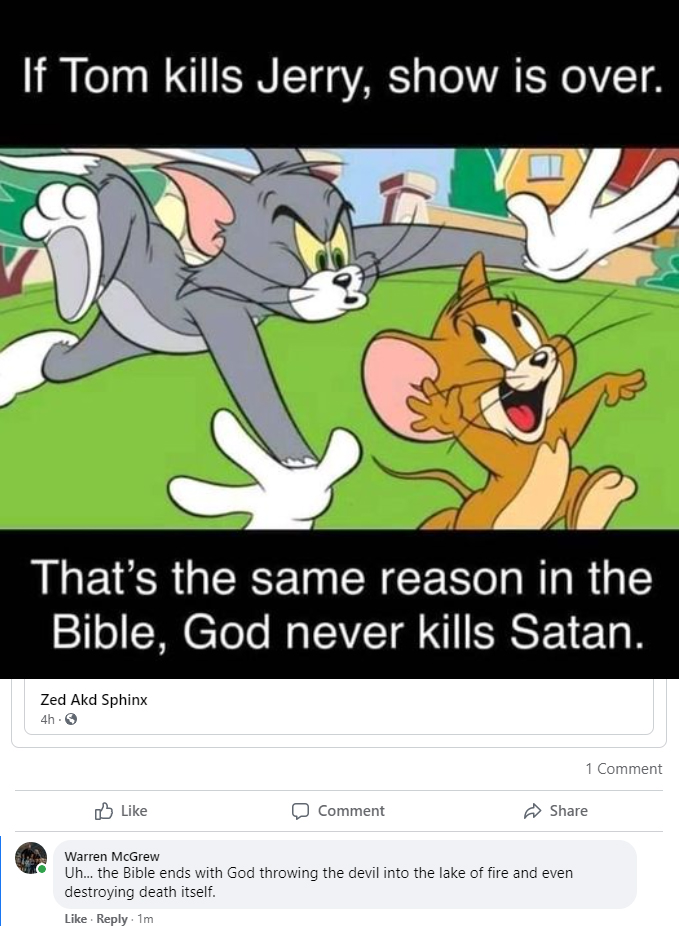 The_Idol_Killer's tweet photo. If atheists want to be taken seriously, they need to engage with what the Bible says and avoid fan fiction. Rev 20:10
#AtheistFail https://t.co/ivpc70sdG5
