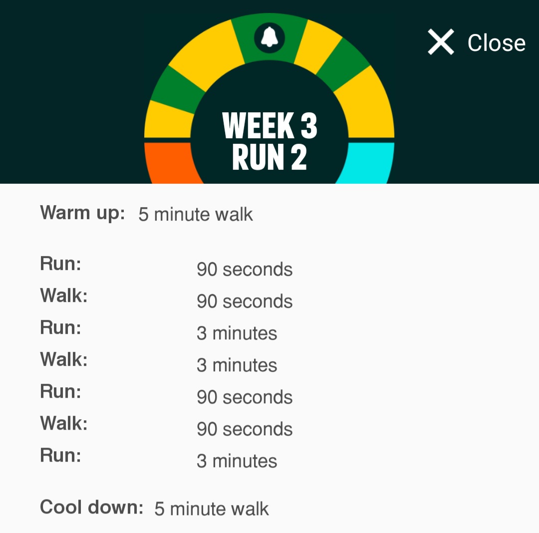  #couchto5k  #takeawaysto5ksWeek Three - Run TwoDid 15k steps yesterday out walking so legs a little heavy today, but got through it at a steady pace. Would have sacked it off a while back so created a habit if nothing else
