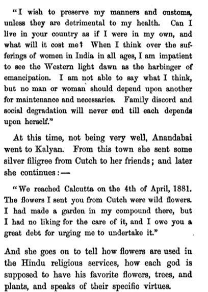 She responded to the letter. Anandi uses to call her "Mawashi" (aunt) whom she uses to tell about Indian culture, Traditions.In year 1883, at age 19 she sail from Calcutta to New yorkShe got admission to Women’s Medical College of Pennsylvania
