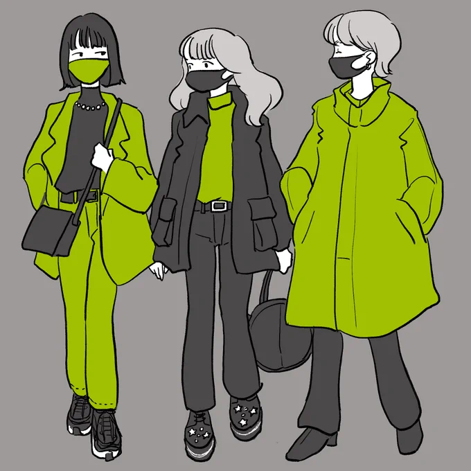近所で見かけたツートーン3人娘 