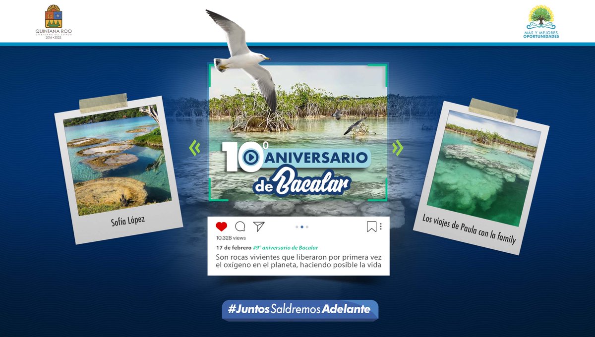 Un día como hoy hace 10 años, nació el municipio de #Bacalar, casa de la laguna de 7 colores. ¡Preservarla es tarea de todos! Cuando vayas no pises los estromatolitos, rocas milenarias que dan vida y color a esta laguna, una de las joyas más preciadas del @CaribeMexico.