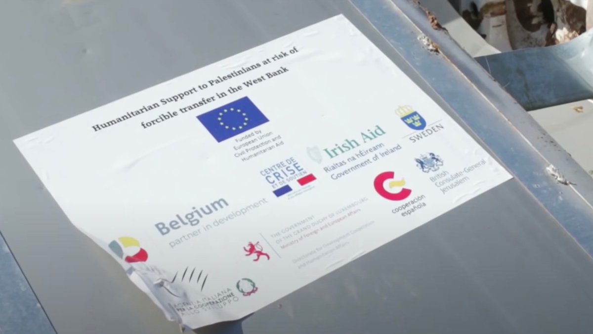 The result is a grim, common sight seen right across the West Bank:  @Irish_Aid & EU logos sat atop piles of rubble, once homes & schools. A culture of near total impunity allows this to happen - grave breaches of international law met with short statements & no real consequences.