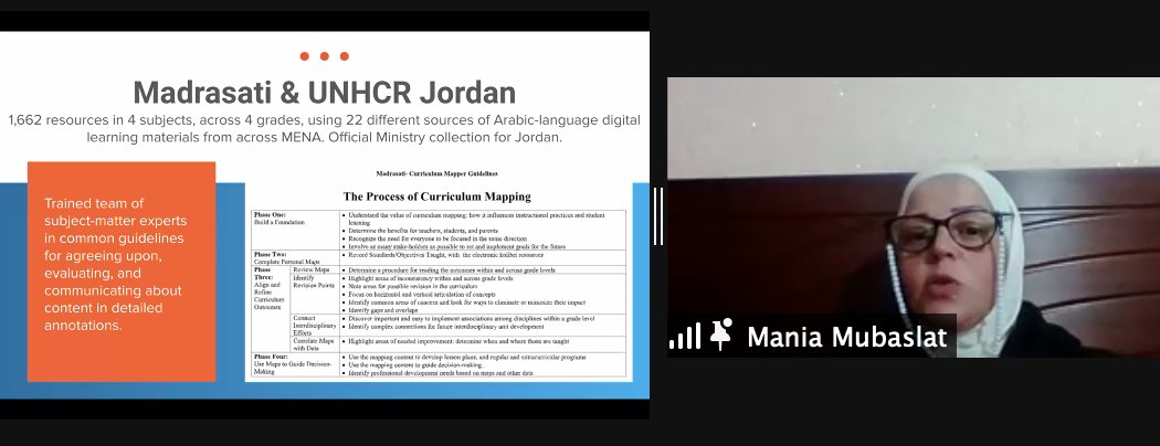 LearnEQ's tweet photo. Next up is Dr. @maniamubaslat, speaking about aligning upwards of 1,500 Arabic-language learning resources to the Jordanian curriculum. 

The output of this process is now available for use on Kolibri. Truly incredible!

@MadrasatiJo 

#design2align https://t.co/MOYspNXvy8