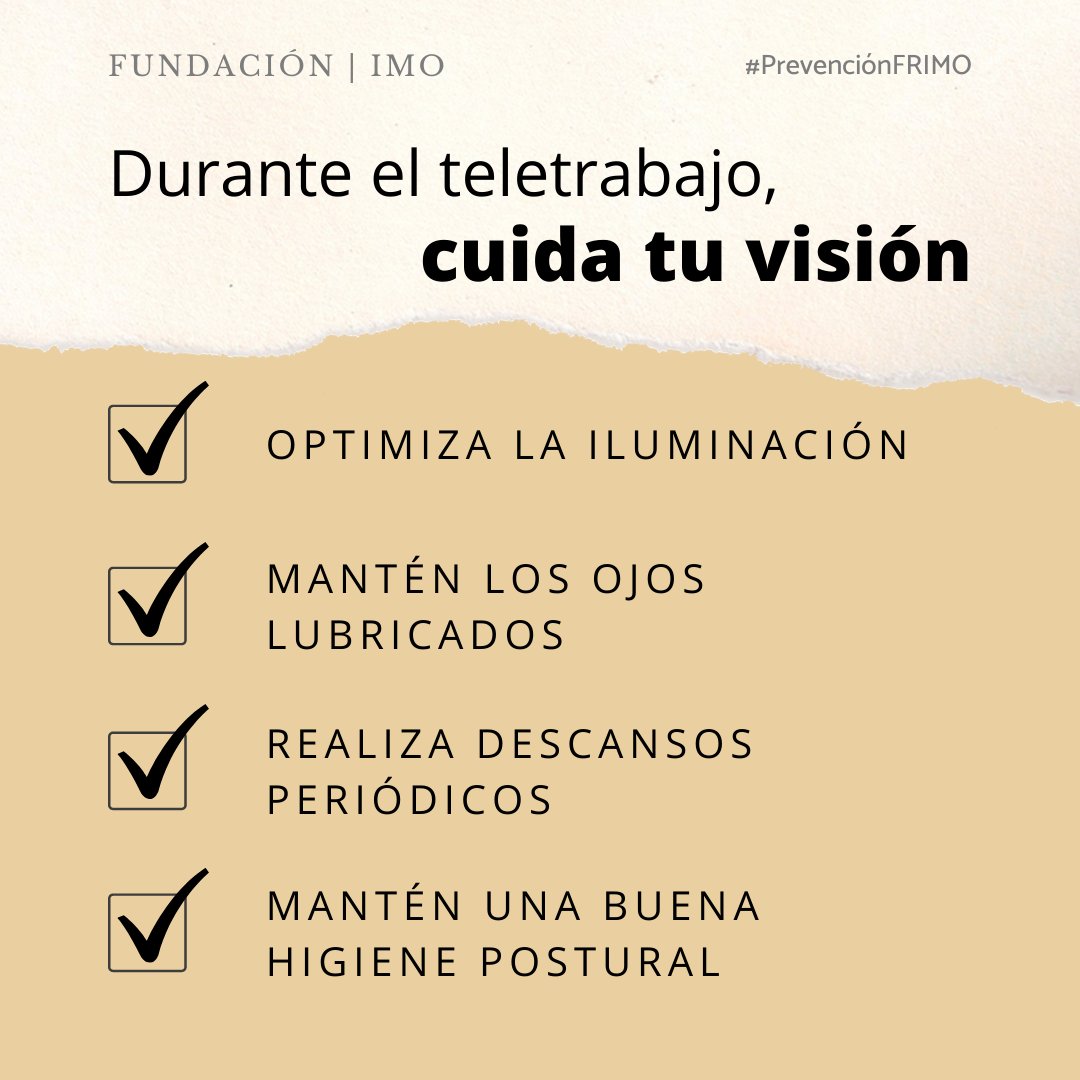 FundMiranza's tweet photo. Con el auge del #teletrabajo también han aumentado los problemas de #visión; sin embargo, ¡puedes evitarlos!

➡️Te damos 4 claves para cuidar de tus #ojos durante la jornada #laboral.

#PrevenciónFRIMO #consejos #prevención https://t.co/B2gY0mhyqF