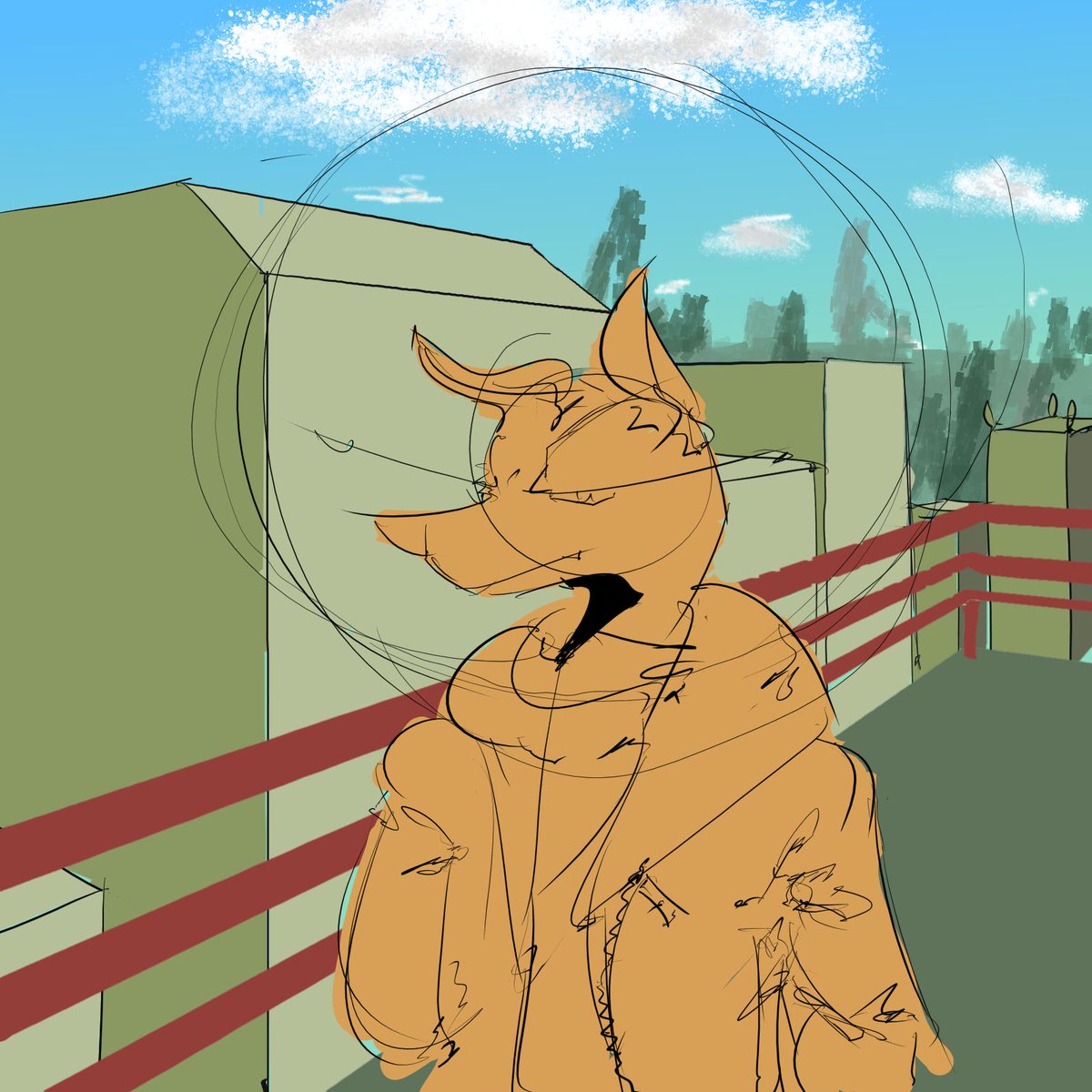 JulBlend's tweet photo. I'll come up with some technique to quickly sketch out environments in digital media. For now though, it's just rectangles on a perspective grid as i get accoustumed to the software. Baby steps... https://t.co/kteFGWm2wp