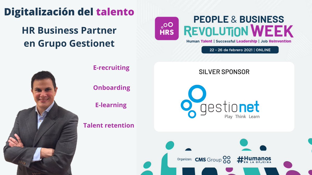 Participaremos en el "People &amp; Business Revolution Week" organizado por <a href="/CMSGroup/">Mike Vasquez</a>

Hablaremos de soluciones Tecnológicas para el ciclo del #Talento 
👉🏻bit.ly/37pxnpD

#Gestiondeltalento #recursoshumanos 
#procesosdeselección #talentohumano #solucionesdigitales #HRTech