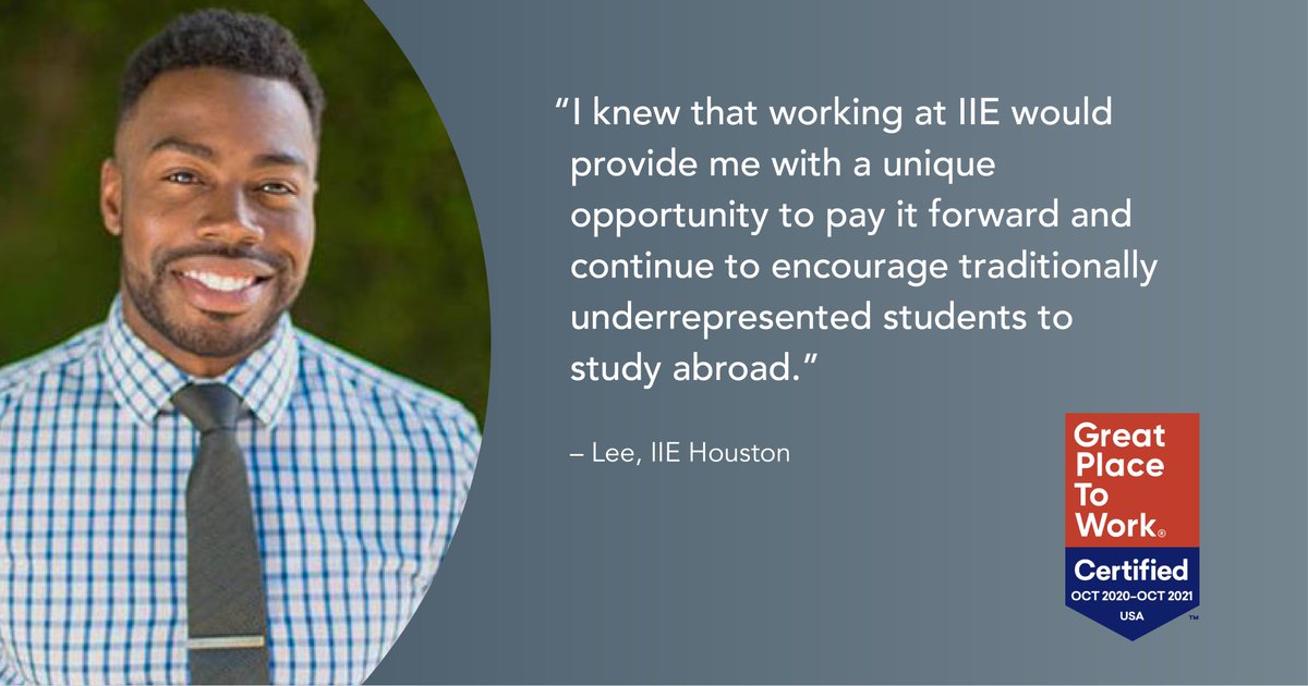 IIEglobal's tweet photo. IIE accomplishes the important work we do thanks to team members around the world. Hear from our colleague, Lee, about what drew him to work with us. Thanks to Lee and his colleagues across the globe, IIE is a #GreatPlaceToWork! https://t.co/Kdzx0OOjHc