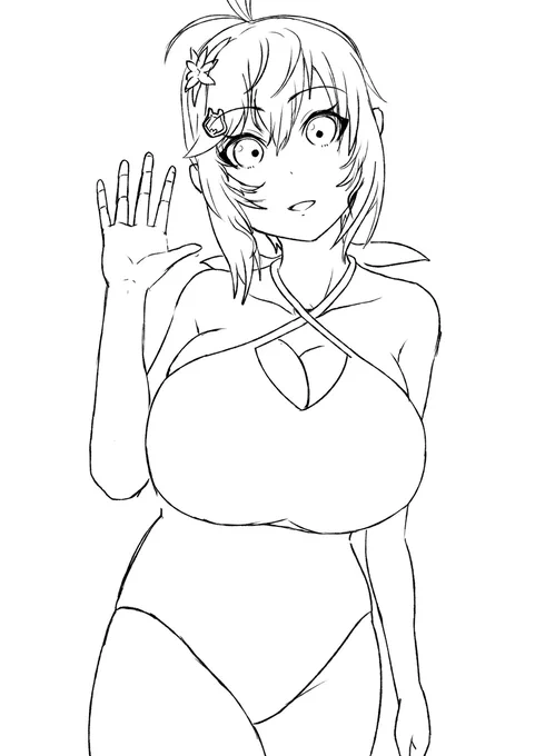 冬でも水着は描きたくなるんだなぁ 